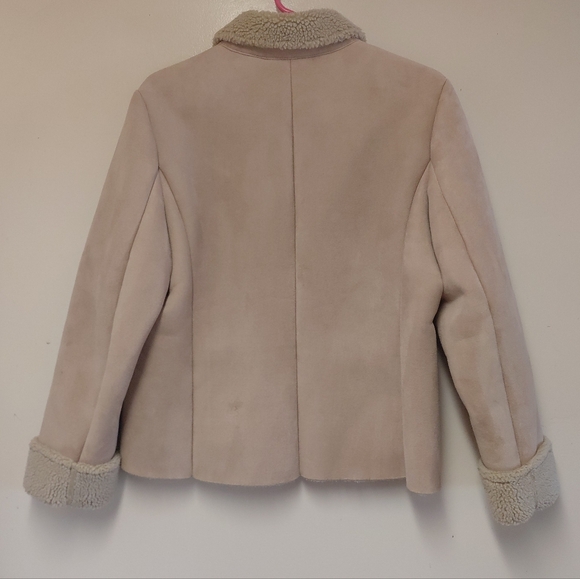 Lands End Women's Tan Sherpa Coat Size Small Petite 6-8 - Picture 3 of 16